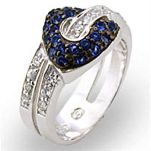 JCE708 Rhodium + Ruthenium 925 Sterling Silver Ring with Synthetic Spinel in Montana