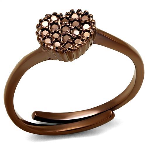 JCE1166 IP Coffee light Brass Ring with AAA Grade CZ  in Light Coffee