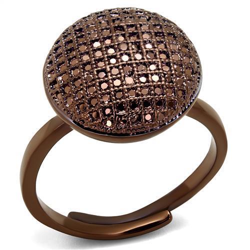 JCE1178 IP Coffee light Brass Ring with AAA Grade CZ  in Light Coffee