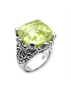 JCE314 Reverse Two-Tone 925 Sterling Silver Ring with AAA Grade CZ  in Apple Green color