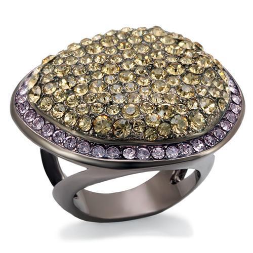 JCE1694 Chocolate Gold Brass Ring with Top Grade Crystal  in Multi Color