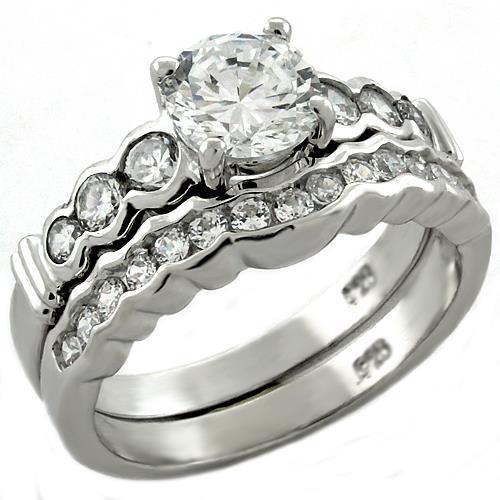 JCEAS1023 Rhodium 925 Sterling Silver Ring with AAA Grade CZ  in Clear
