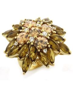 JCEAS1121 Gold 925 Sterling Silver Ring with AAA Grade CZ  in Multi Color