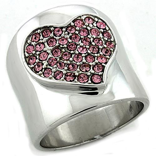 JCEAS1196 Rhodium 925 Sterling Silver Ring with Top Grade Crystal  in Rose