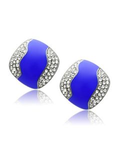 JCE278 High polished (no plating) Stainless Steel Earrings with Top Grade Crystal  in Clear