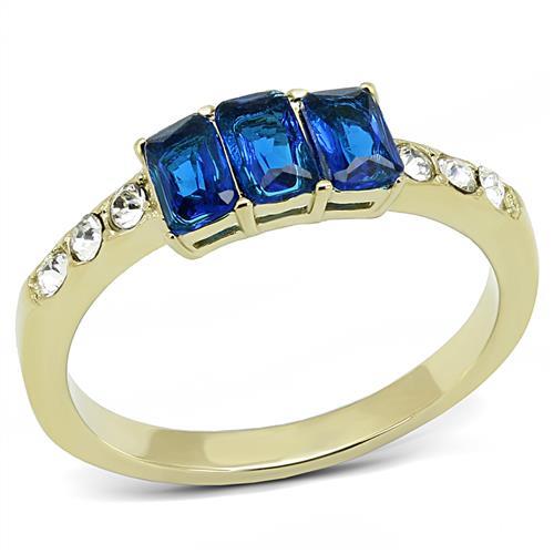 JCE3037 IP Gold(Ion Plating) Stainless Steel Ring with Synthetic Synthetic Glass in Montana